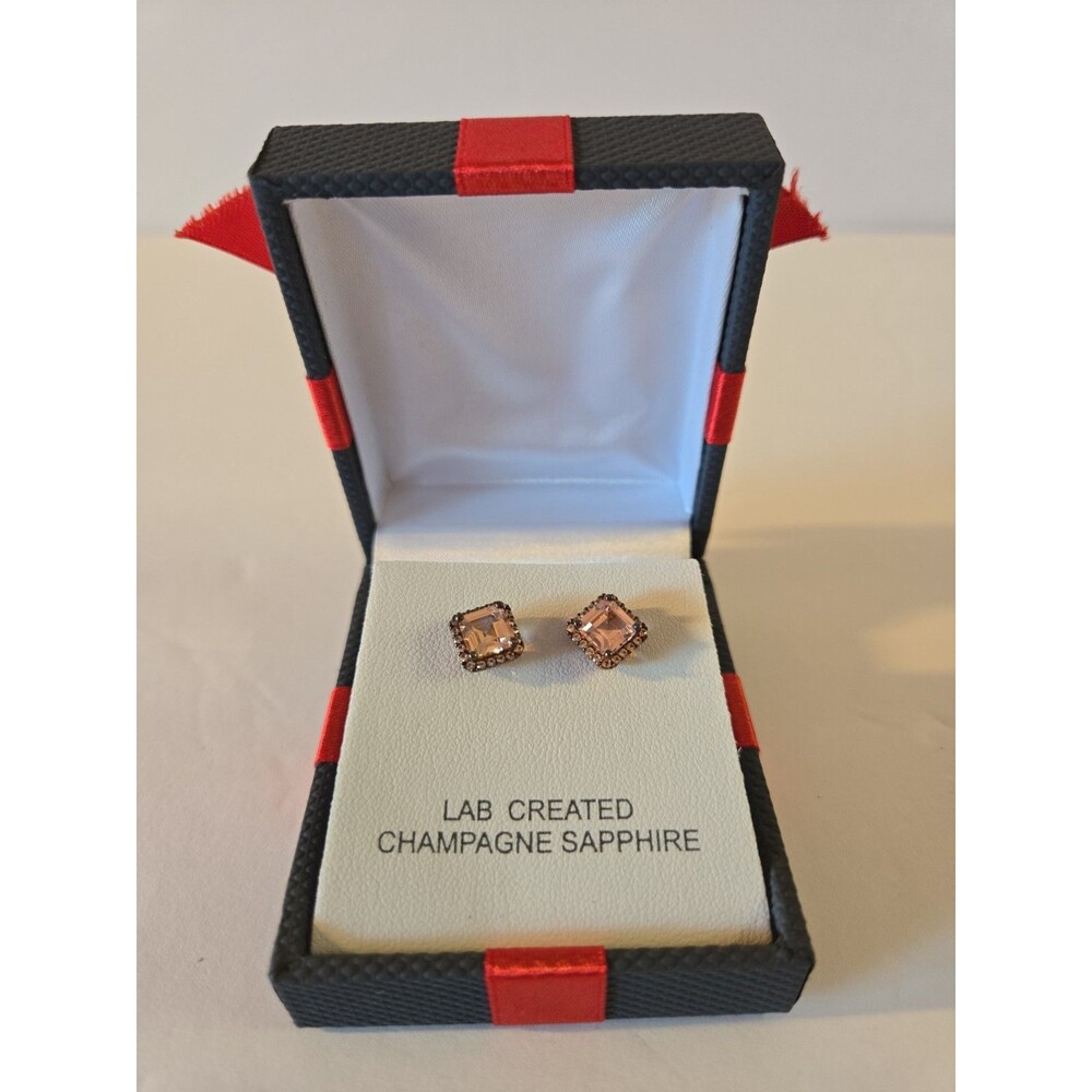 JCPenney Lab Created Champagne Sapphire 14K Rose Gold Over 925 8mm Stud Earring